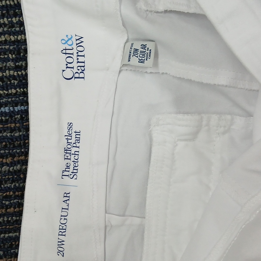 Nwt Croft and Barrow Straight Mid Rise white pull-on Pants 20W - Picture 5 of 8